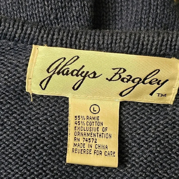 Gladys Bagley Womens Blue Patriotic Bear Sweater Size L 90s Vintage Americana - Picture 4 of 6